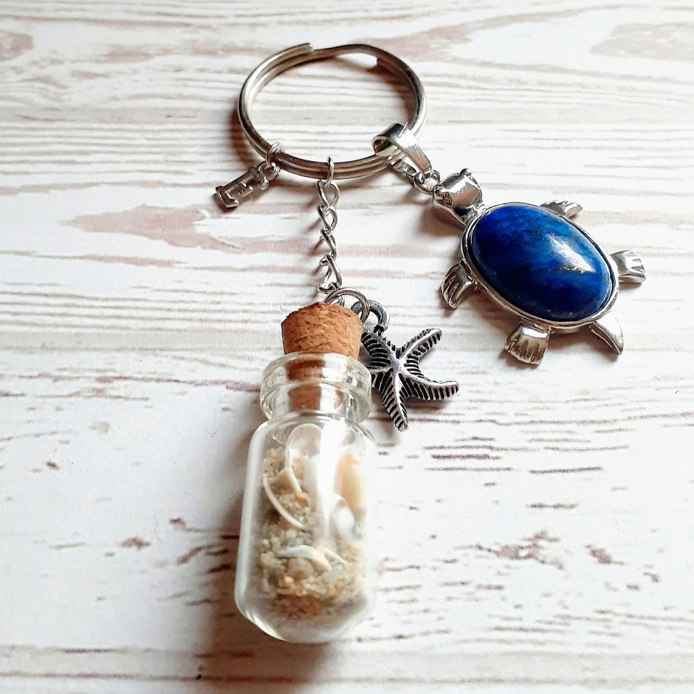 Letter "E" Ocean-Theme Keychain - Picture 4 of 4